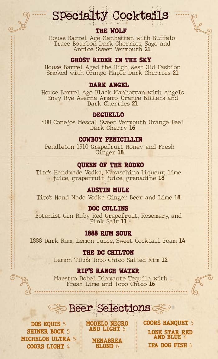 Drinks Menu