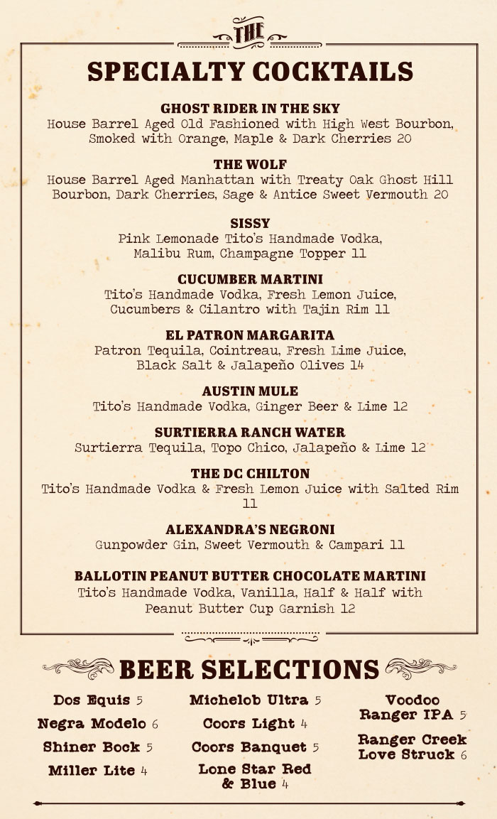 Drinks Menu